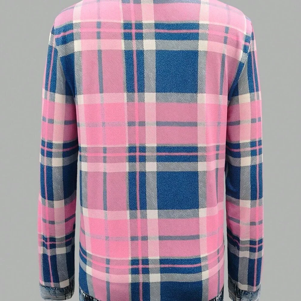 Multicolor CasualWomen's Patchwork Patch Round Neck Long Sleeve  Loose T-Shirt
